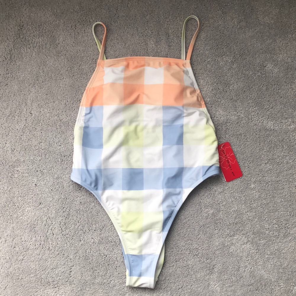 Gossip women swimsuit checked green blue size M